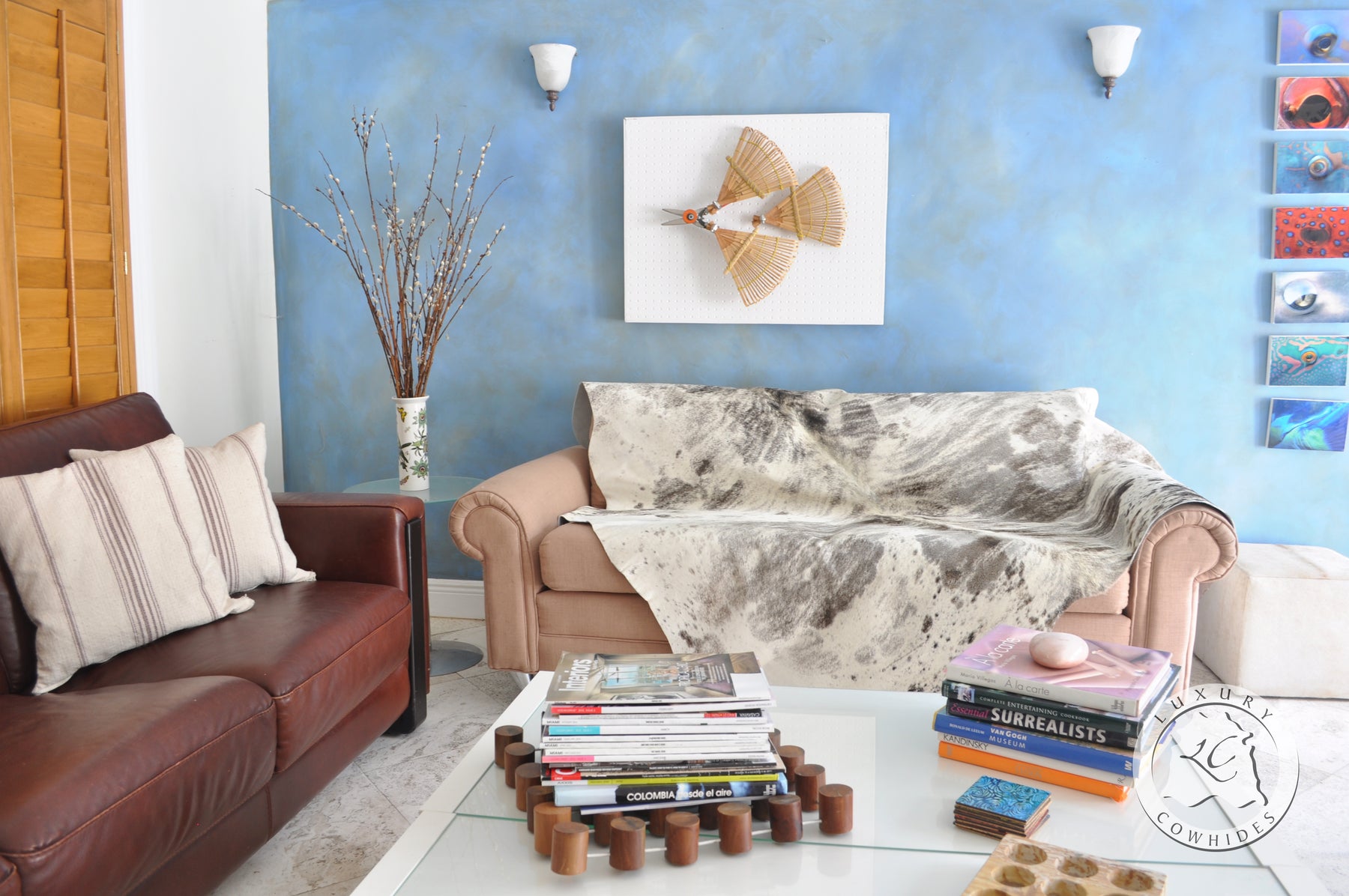 The Cowhide Rug adds Character and Utility to your Room