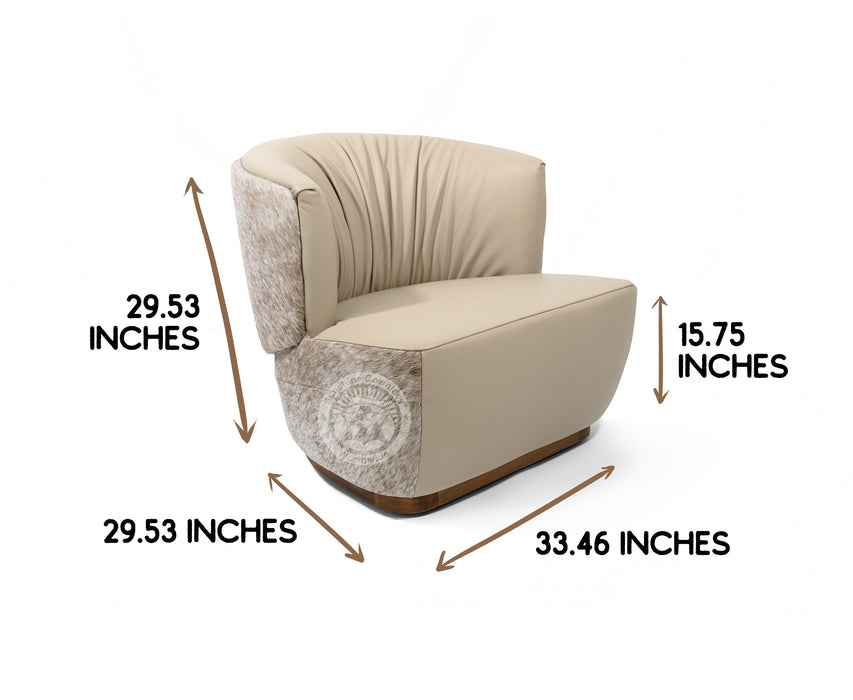 Leather Swivel Barrel Chair - Taupe