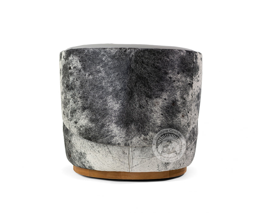 Leather Swivel Barrel Chair - Grey with Salt & Pepper