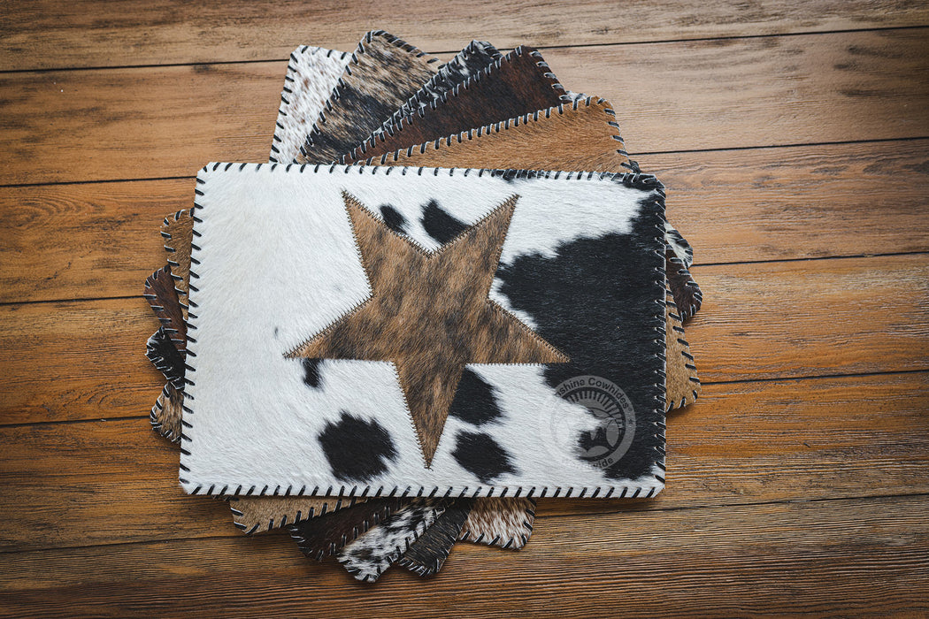 Cowhide Placemat Star 14x17" - Set of 2, 4 or 6 Units