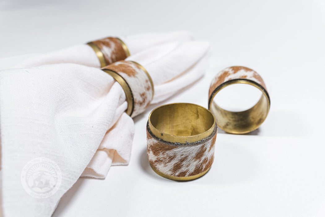 Cowhide Napkin Ring, Rustic Copper - SET OF 4