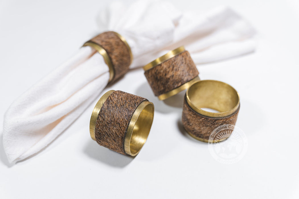 Cowhide Napkin Ring, Rustic Copper - SET OF 4