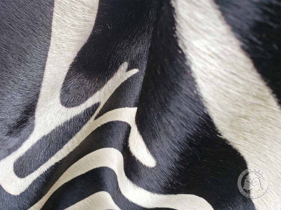 Zebra Black Stripes on Off White Cowhide Rug