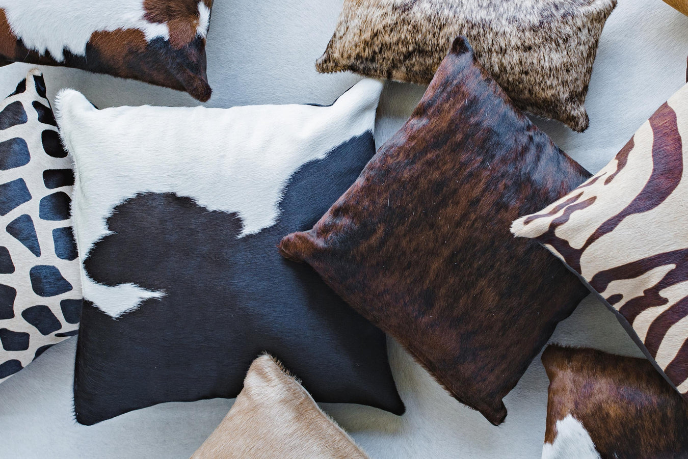 Cowhide pillow covers, printed cowhide pillow covers