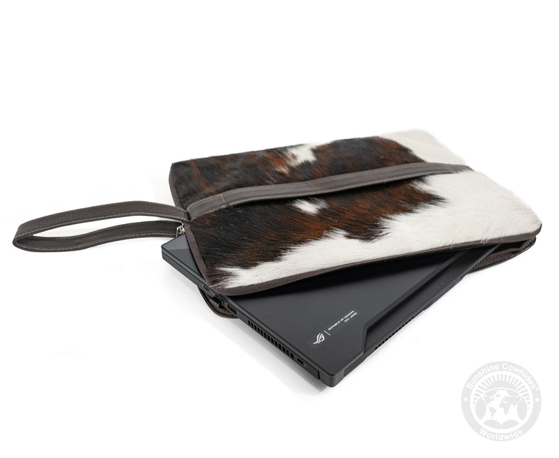 Cowhide Hair On Laptop Case - Tricolor
