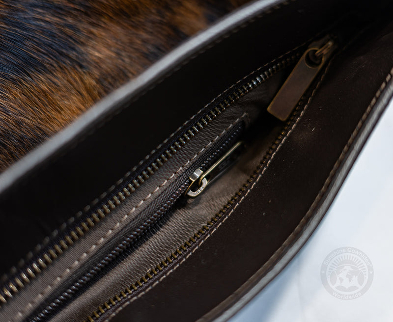 Cowhide Crossbody Purse Mostly White