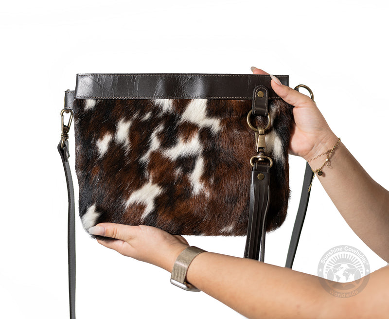 Cowhide Crossbody Purse Tricolor