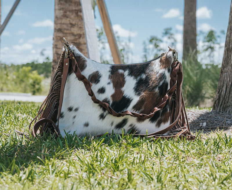 Cowhide Shoulder Bag - Tricolor