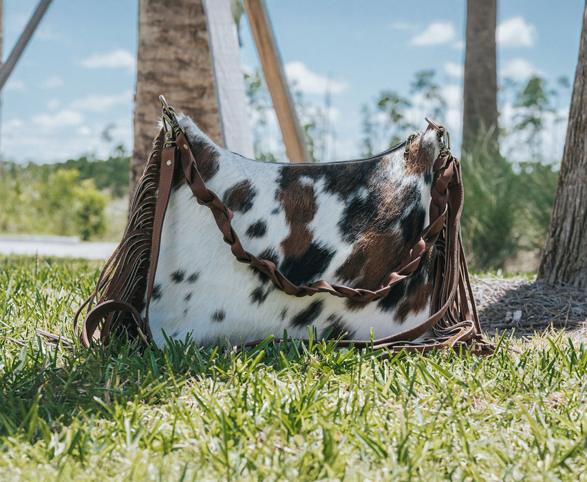 Cowhide Shoulder Bag - Tricolor