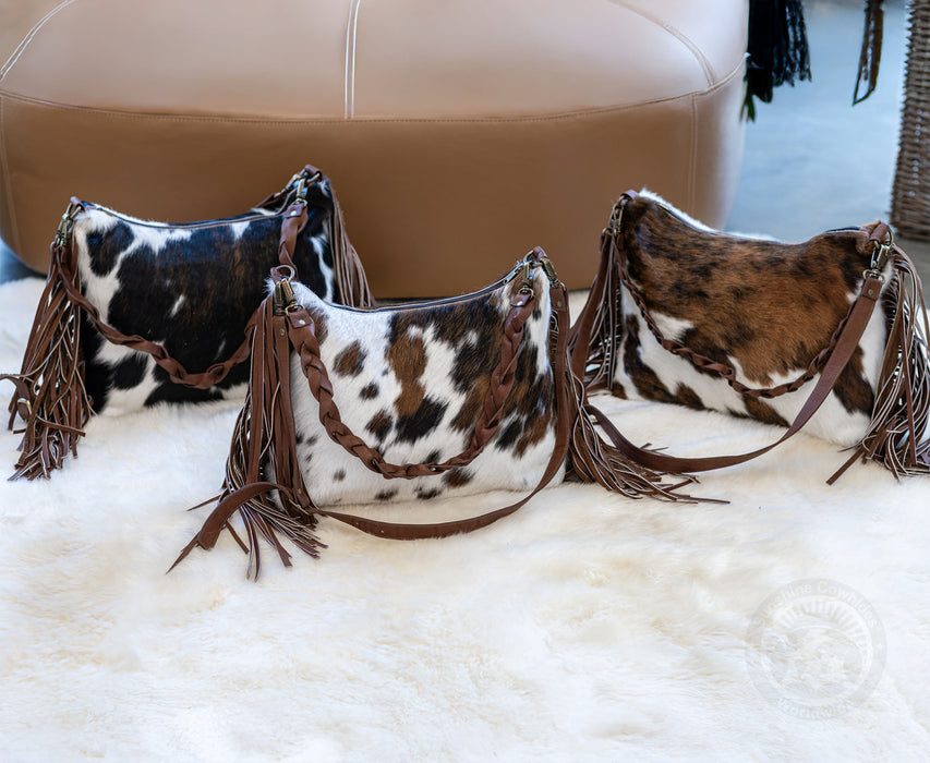 Cowhide Shoulder Bag - Tricolor