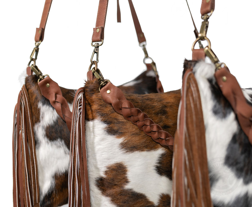 Cowhide Shoulder Bag - Tricolor