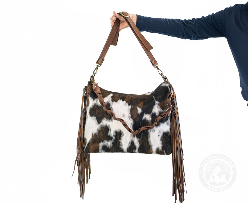 Cowhide Shoulder Bag - Tricolor