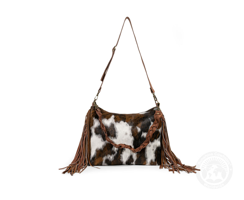 Cowhide Shoulder Bag - Tricolor