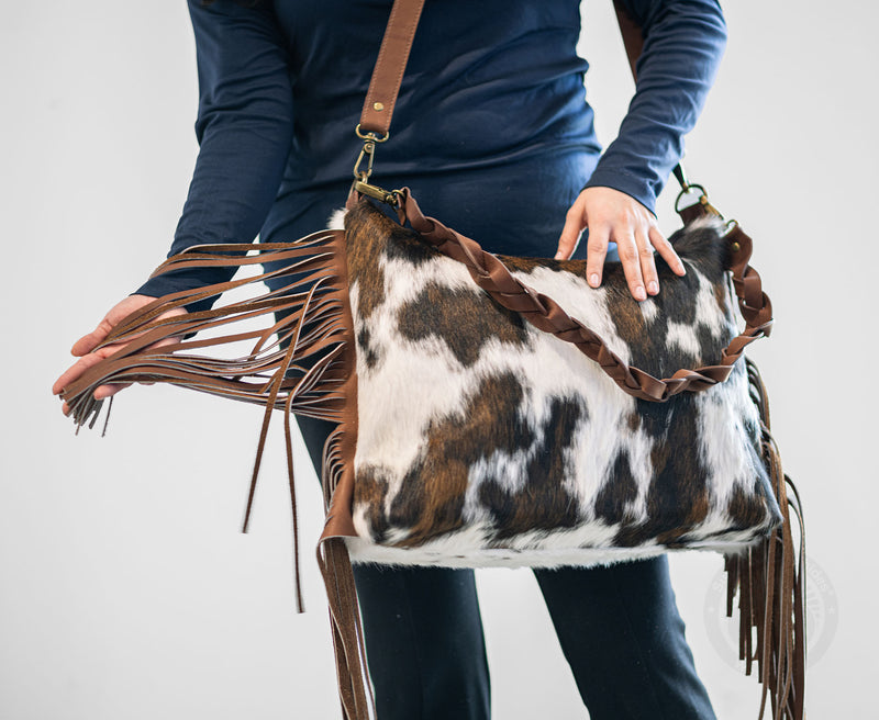 Cowhide Shoulder Bag - Tricolor