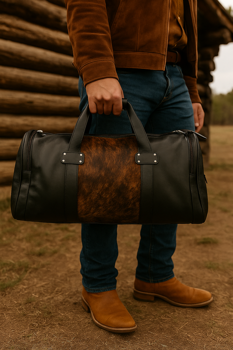 Brindle Leather Duffle Bag – Brindle Cowhide Accents