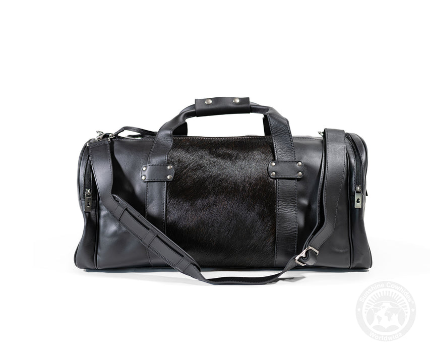 Black Leather Duffle Bag – Cowhide Accents