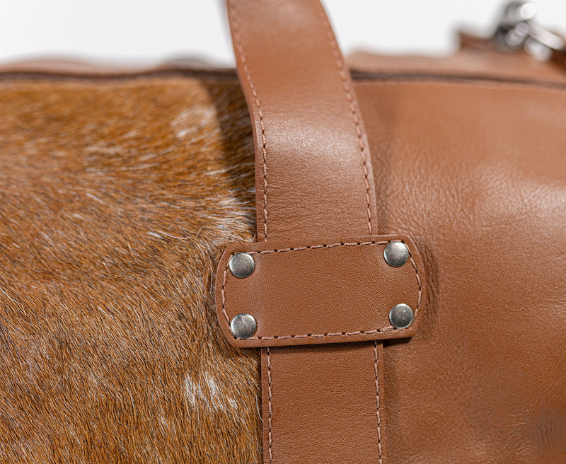 Brown Leather Duffle Bag – Brown Cowhide Accents