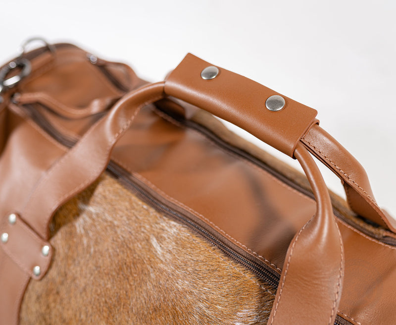 Brown Leather Duffle Bag – Brown Cowhide Accents