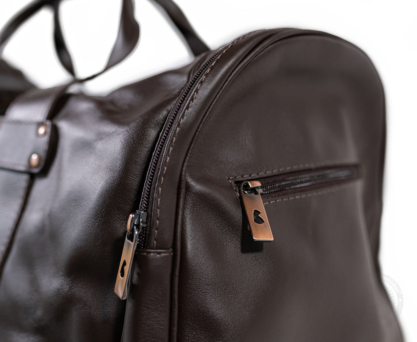 Brown Leather Duffle Bag – Black Cowhide Accents
