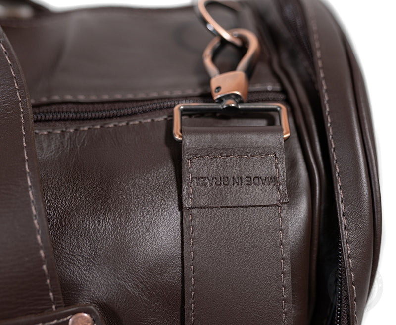 Brown Leather Duffle Bag – Black Cowhide Accents