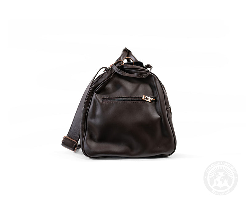 Brown Leather Duffle Bag – Black Cowhide Accents
