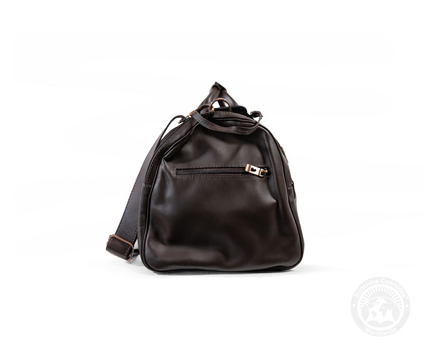 Brown Leather Duffle Bag – Black Cowhide Accents