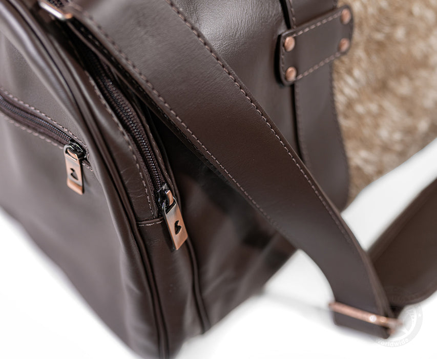Brown Leather Duffle Bag – Taupe Cowhide Accents