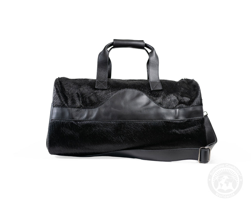Black Leather Duffle Bag – Black Cowhide Accents