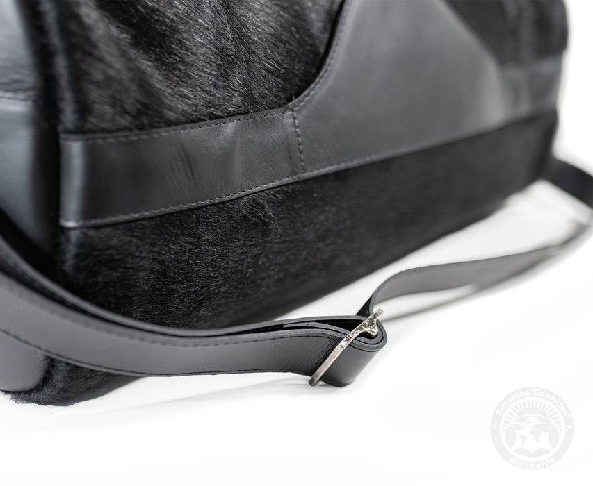 Black Leather Duffle Bag – Black Cowhide Accents