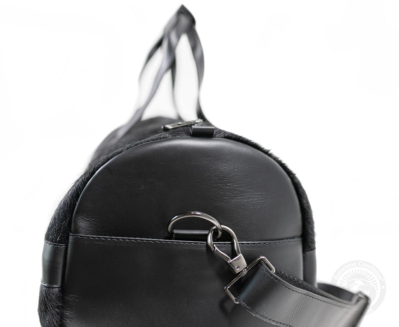 Black Leather Duffle Bag – Black Cowhide Accents