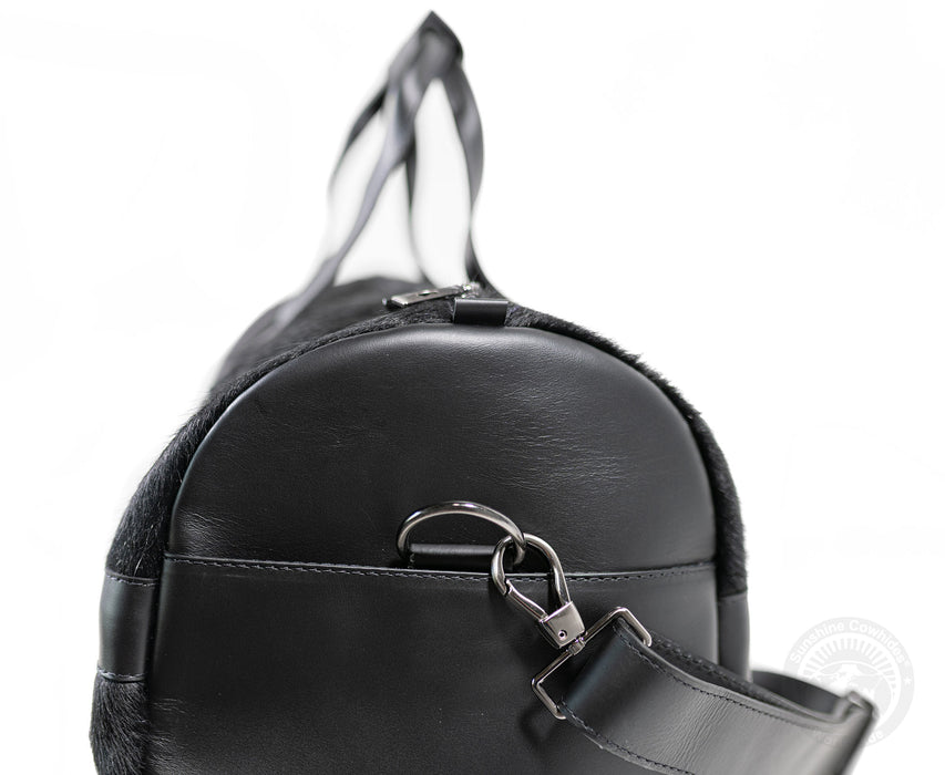 Black Leather Duffle Bag – Black Cowhide Accents