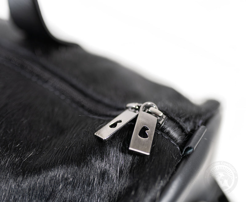 Black Leather Duffle Bag – Black Cowhide Accents