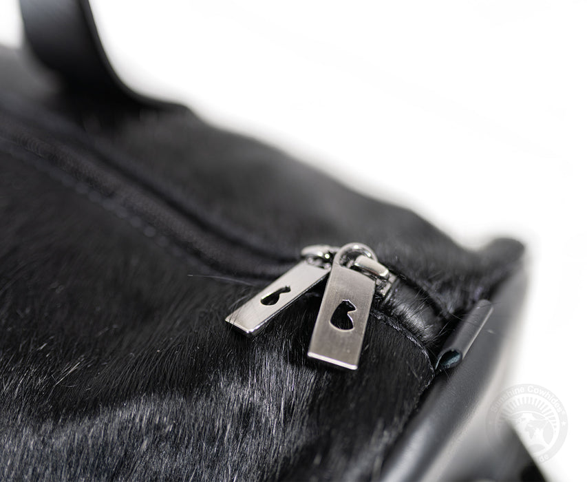 Black Leather Duffle Bag – Black Cowhide Accents