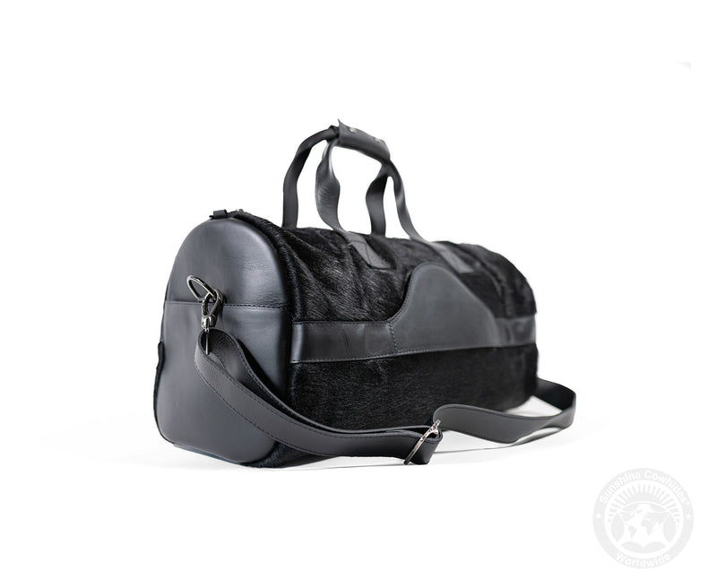 Black Leather Duffle Bag – Black Cowhide Accents