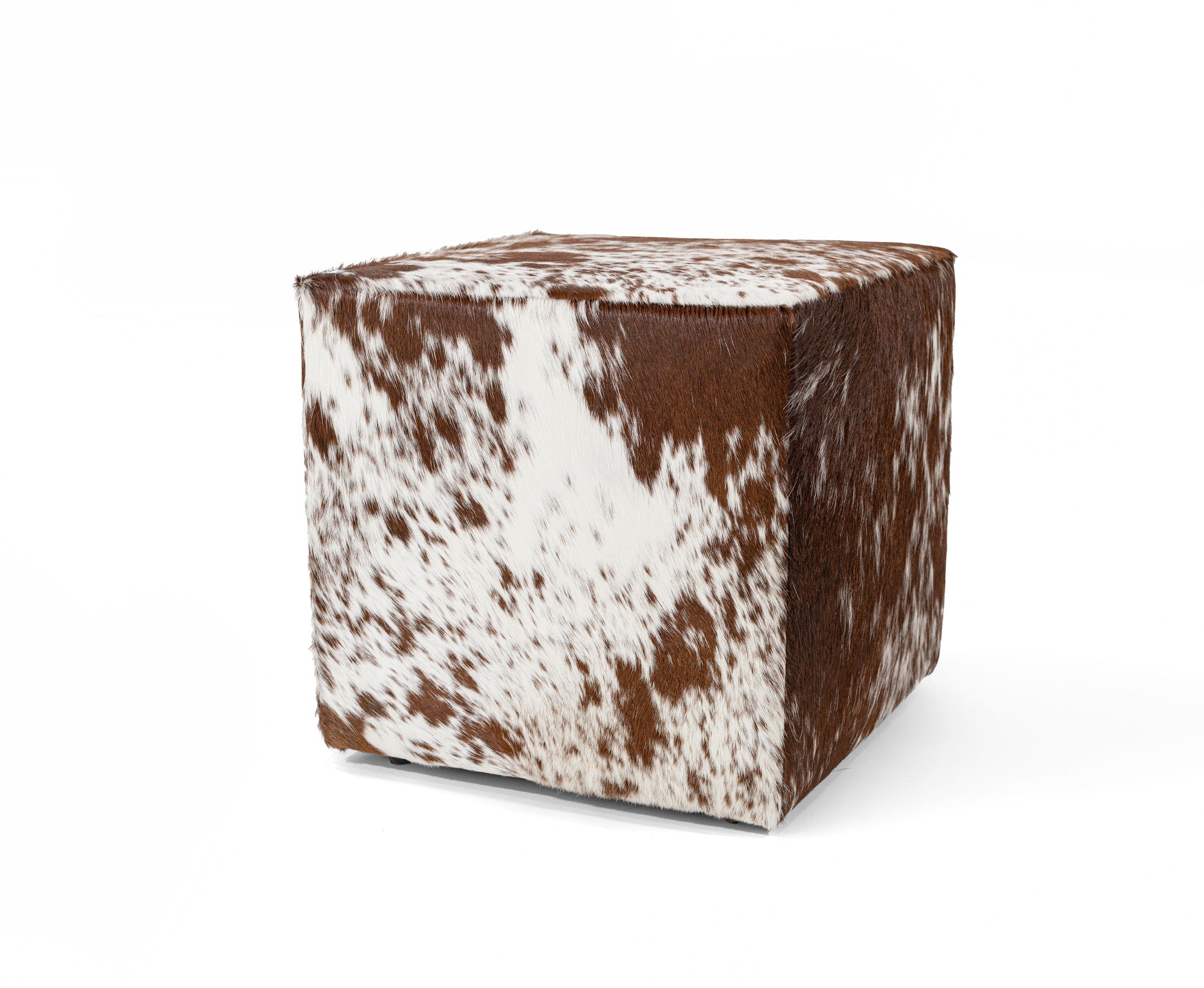 Cowhide Ottoman/ Pouf - Salt and Pepper Brown and White — Luxury Cowhides