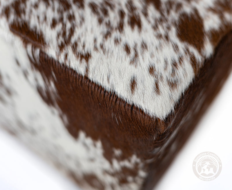 Cowhide Ottoman/ Pouf - Salt and Pepper Brown and White