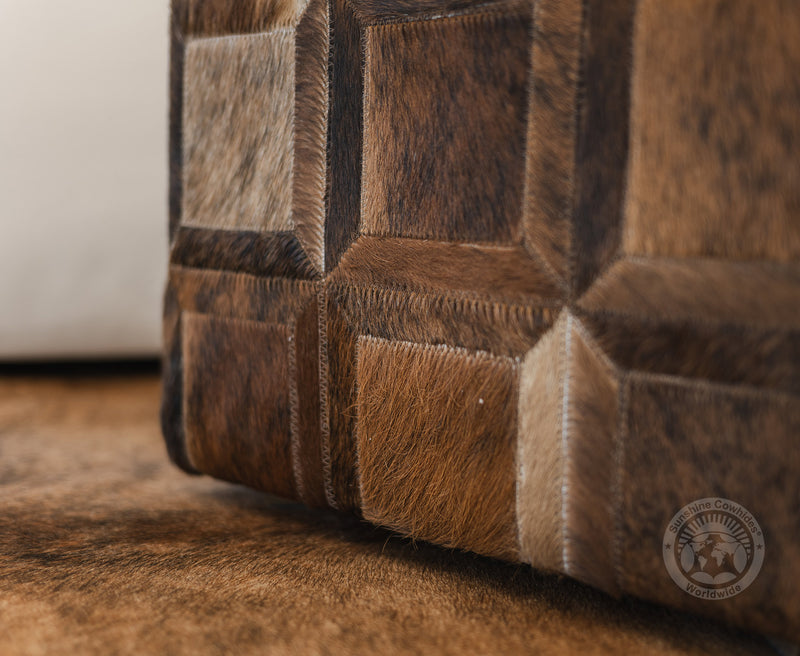 Cowhide Ottoman/ Pouf - Brindle Dark