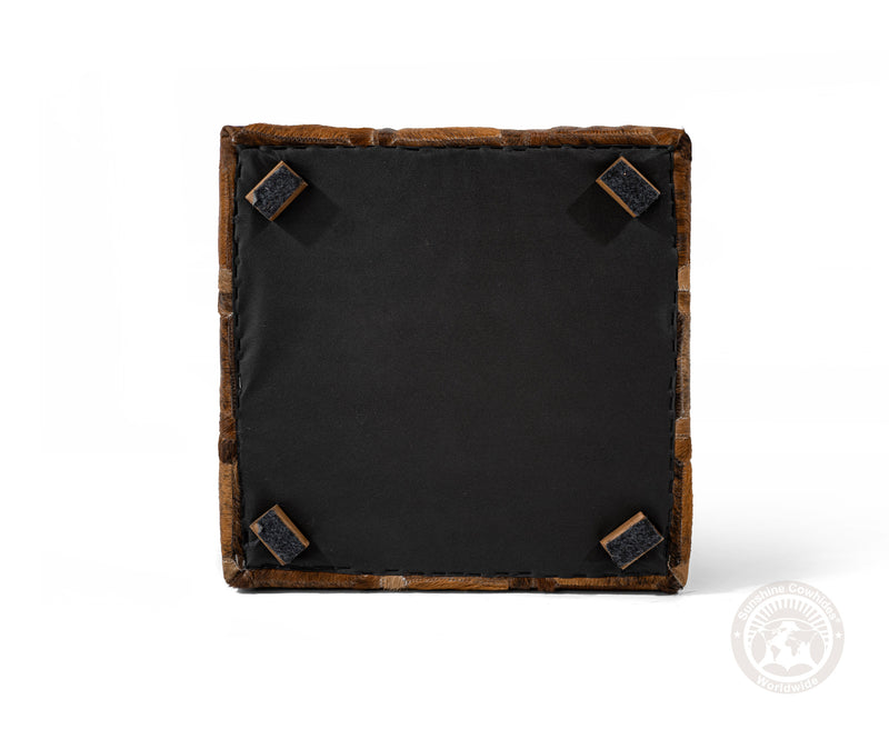 Cowhide Ottoman/ Pouf - Brindle Dark