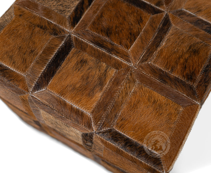 Cowhide Ottoman/ Pouf - Brindle Dark