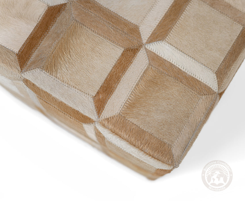 Cowhide Ottoman/ Pouf - Beige Mix