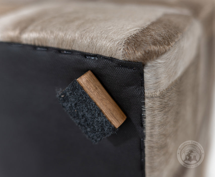 Cowhide Ottoman/ Pouf - Taupe/ Champagne Mix