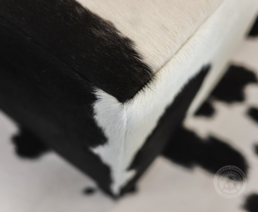 Cowhide Ottoman/ Pouf - Black and White