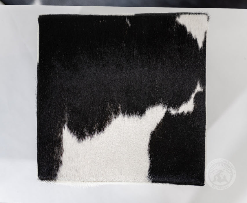 Cowhide Ottoman/ Pouf - Black and White