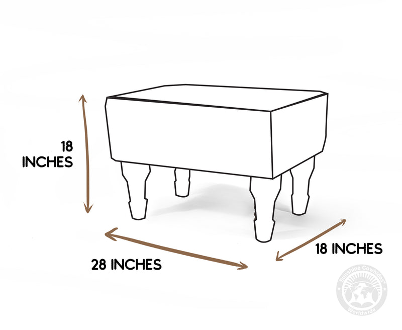 Cowhide Footstool with Wooden Legs - Dark Beige