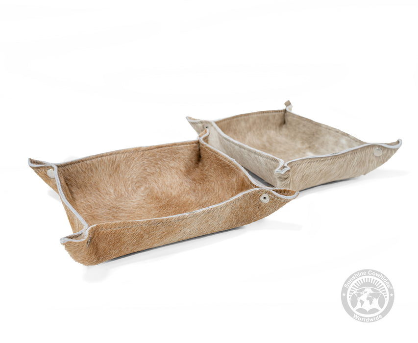 Square Cowhide Hair on Tray - Light Tones