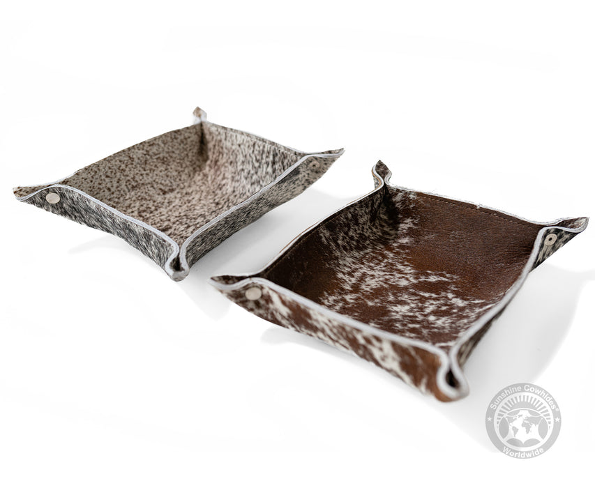 Square Cowhide Hair on Tray - Dark Tones