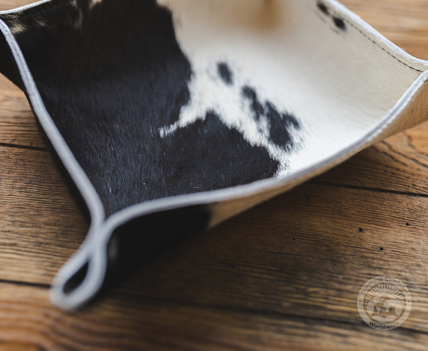 Square Cowhide Hair on Tray - Dark Tones