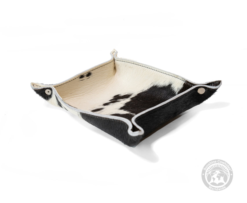 Square Cowhide Hair on Tray - Dark Tones