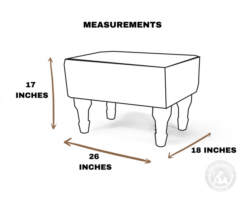 Cowhide Footstool with Wooden Legs - Salt & Pepper Black & White