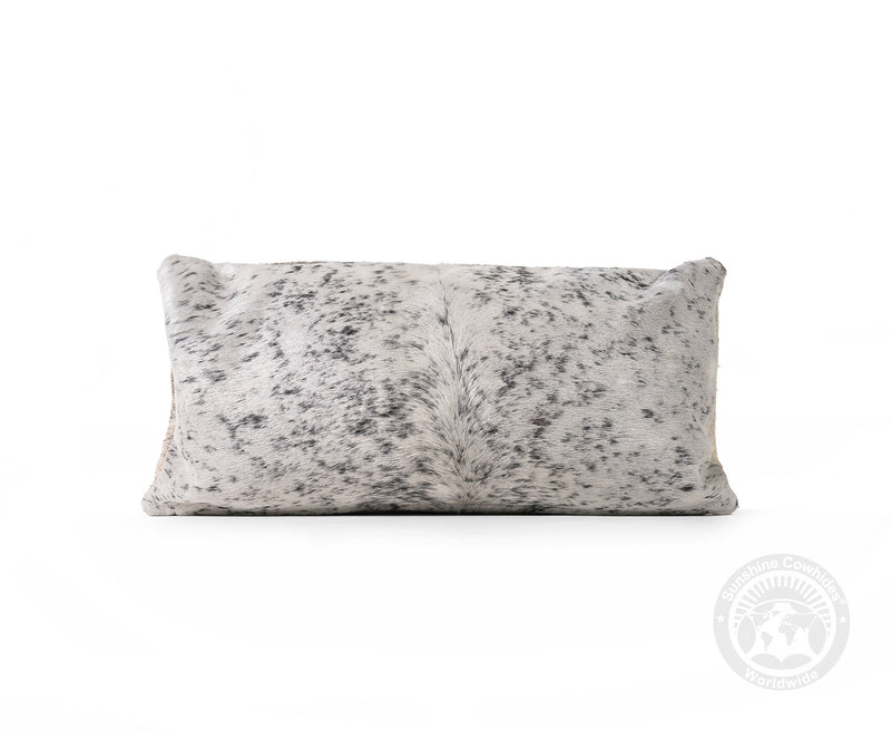 Salt and Pepper Cowhide Pillow Cover, 12" x 22"